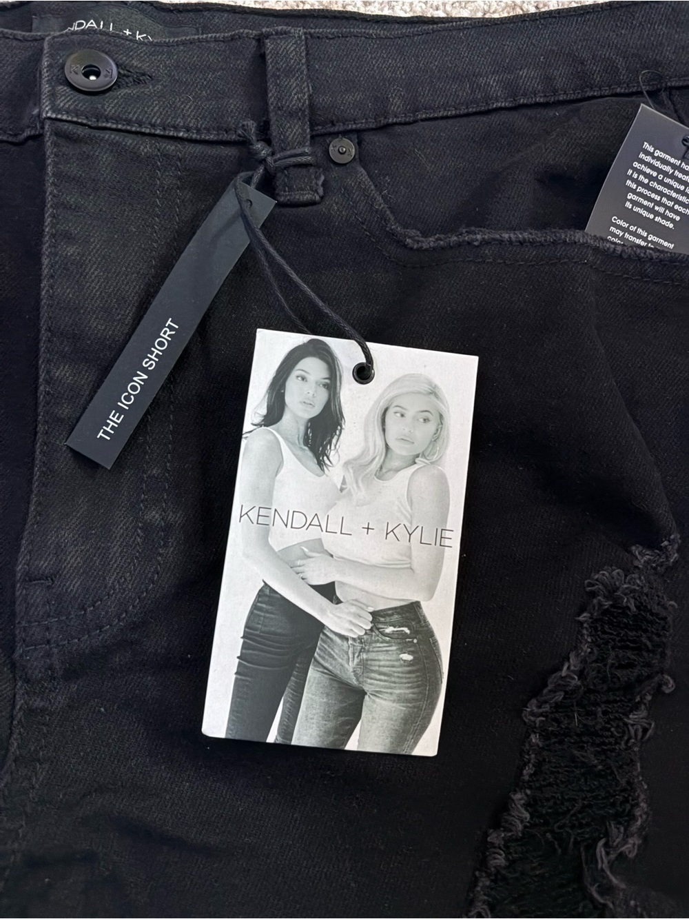 Kendall & Kylie Black Distressed High-Rise Jean Shorts - Picture 2 of 4